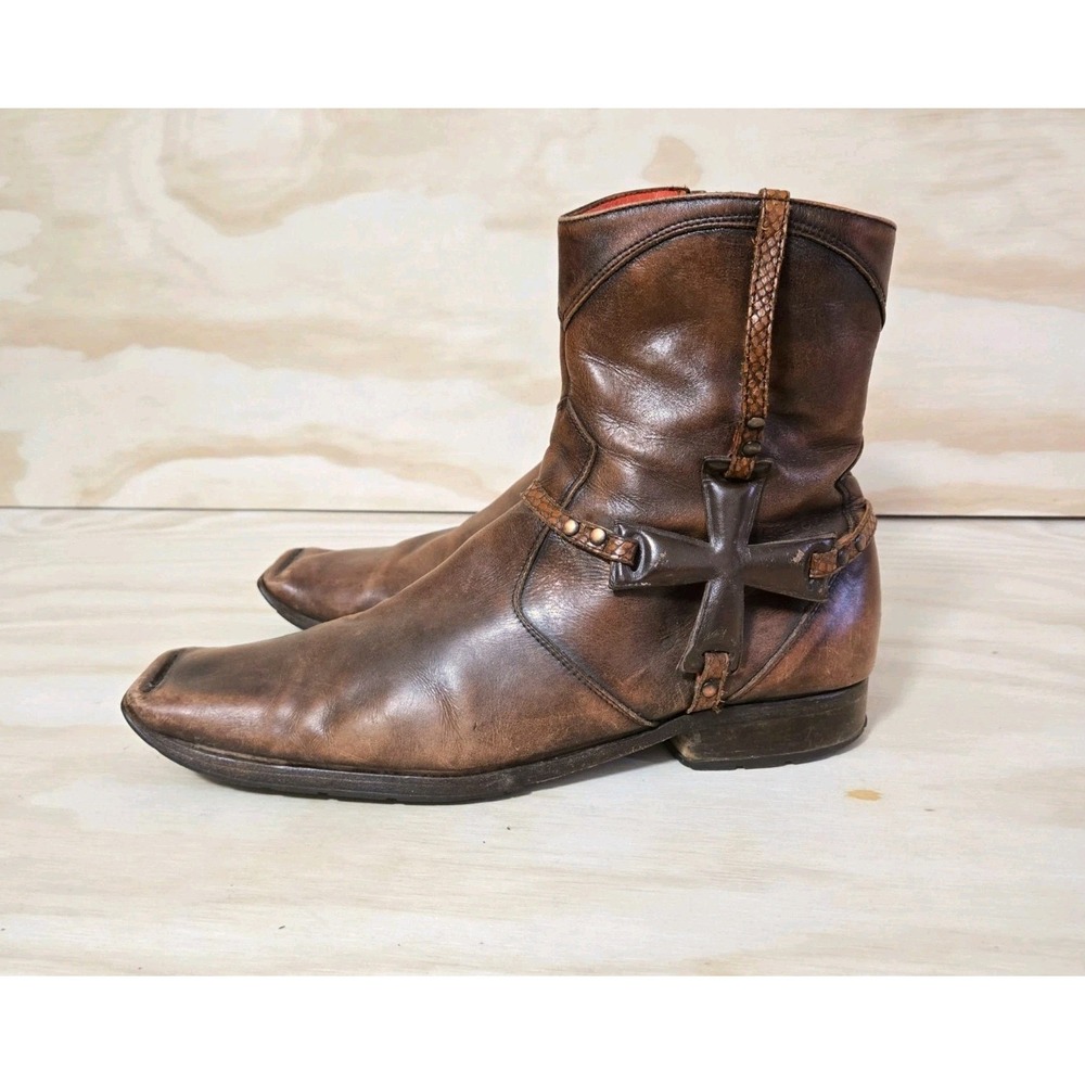 Mark Nason Corleone Cross Brown Leather Boots Men's 13 Made In Italy 67171